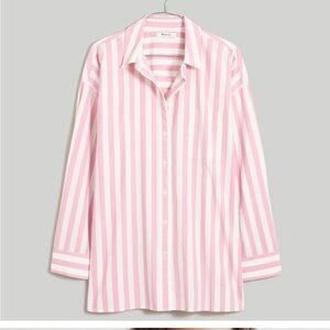 Madewell Pink and White Striped Oversized Shirt